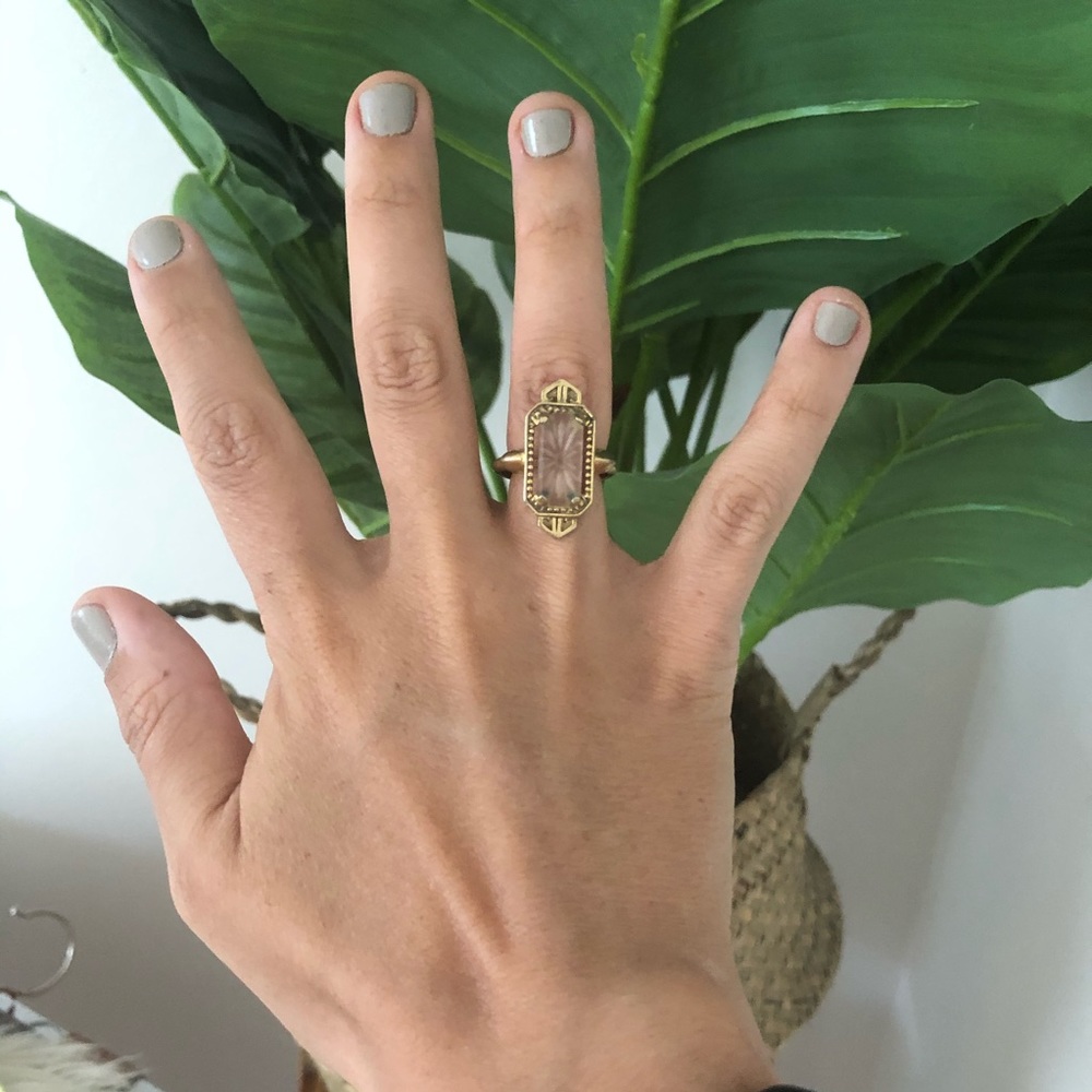 Vintage Art Deco Etched Glass Ring